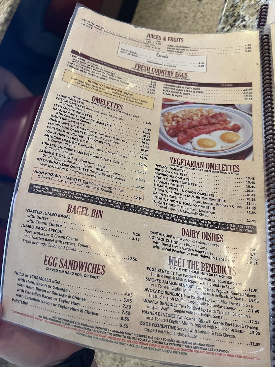 Simple diner menu featuring hot oatmeal
