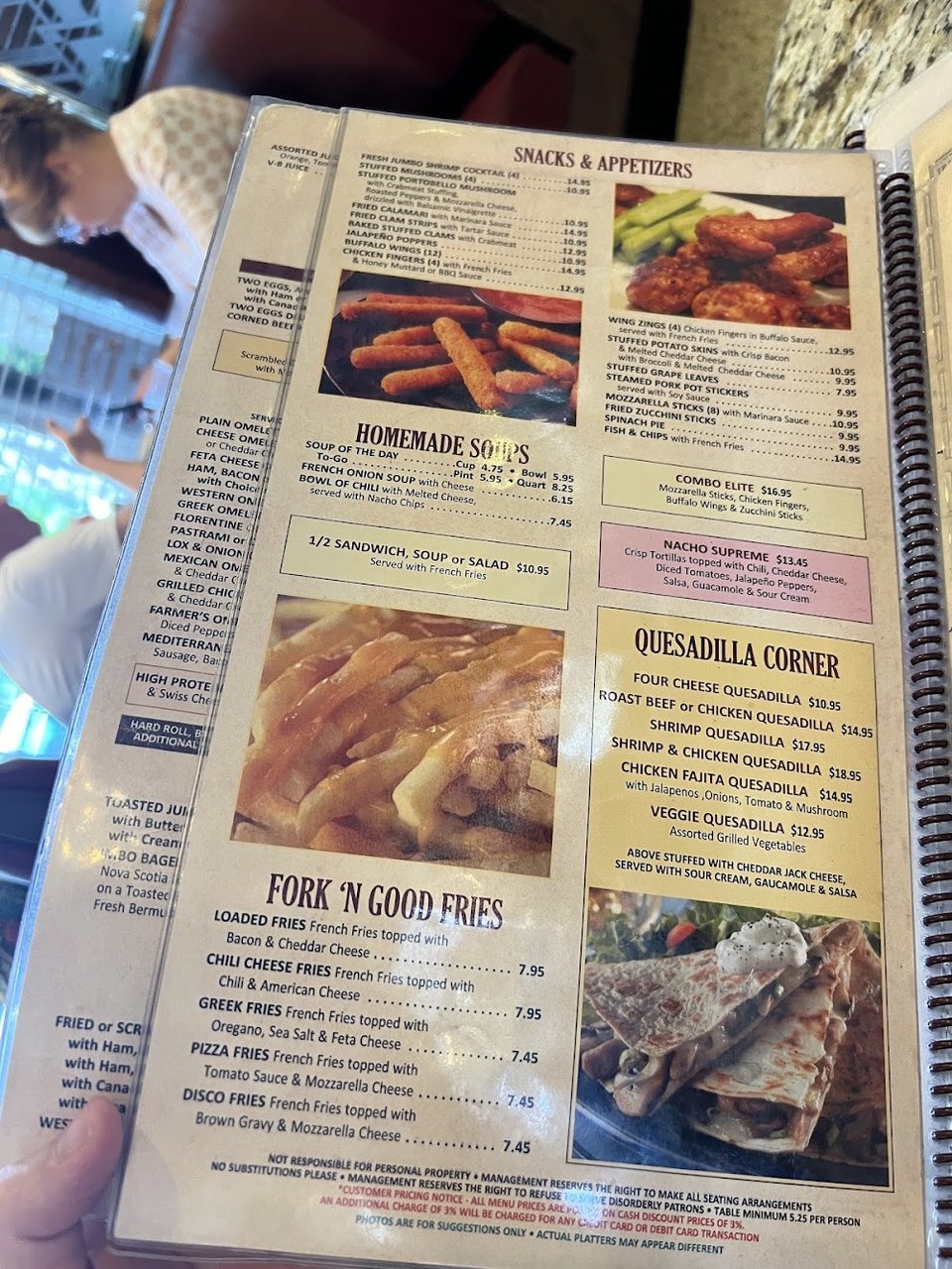 Menu page with fruit salad and cold cereal